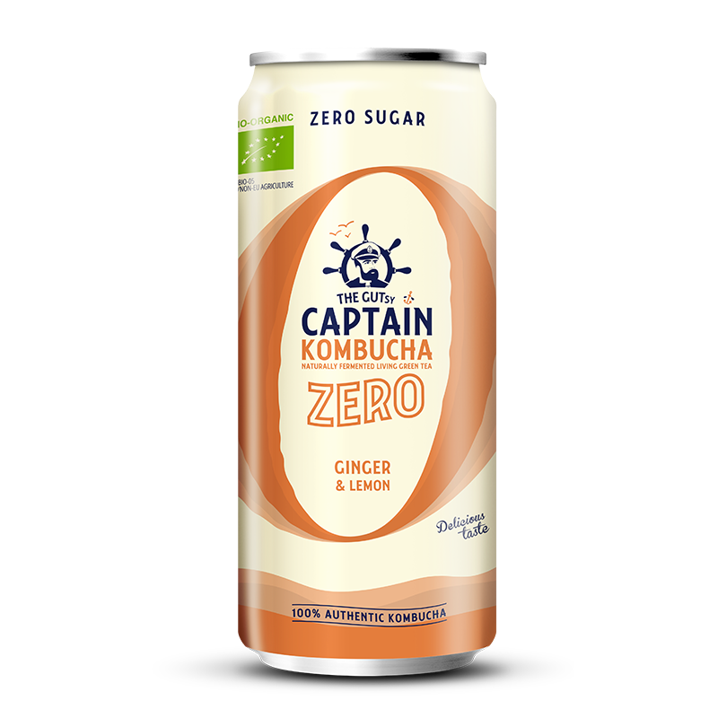 GUTsy Captain Kombucha Zero - Zázvor a Citrón PLECHOVKY 20 x 250ml