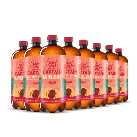 GUTsy Captain Kombucha - Letný broskyňový 8 x 1L